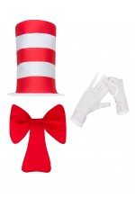 Kids Dr Seuss Stripe Cat in the Hat Bow Tie Gloves