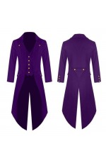 Purple Mens Steampunk Vintage Tailcoat Jacket