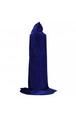 Blue Adult Hooded Velvet Cloak Cape Wizard Costume