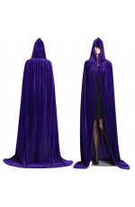 Purple Adult Hooded Velvet Cloak Cape Wizard Costume