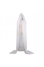 White Adult Hooded Velvet Cloak Cape Wizard Costume