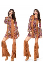 Ladies 1960s 70s Disco Retro Groovy Hippie Go Go Girl Costume
