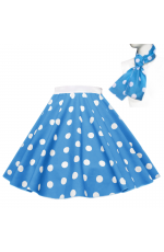 Light Blue With white dot 1950's Rock n Roll Dot Style skirt