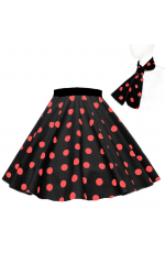 Black With red dot 1950's Rock n Roll Dot Style skirt tt3098-11