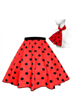 Red With Black dot 1950's Rock n Roll Dot Style skirt tt3098-6
