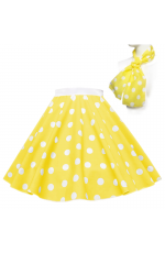 Yellow With White dot 1950's Rock n Roll Dot Style skirt tt3098-7