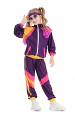 Purple Boys and Girls Unisex 1980s Shell Suit Tracksuit
