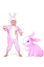 Kids Pink Rabbit Bunny Jumpsuit Costume Onesie