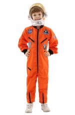 Kids Astronaut Orange Jumpsuit Costume