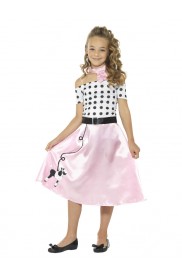 Girls 50s Poodle Kids Costume Rock n Roll Fancy Dress Jive Retro Outfit