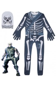 Kid Halloween Fortnite Costume Skull Trooper Cosplay Jumpsuit