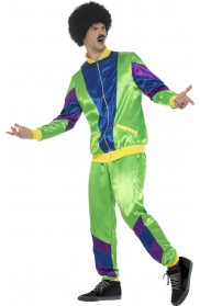 Mens 80s Height Of Fashion Green Shell Suit Tracksuit Costume