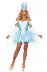 Fairytale Storybook Costumes - Ladies Frozen Princess Fairytale Snow Queen Gown Fancy Dress Costume