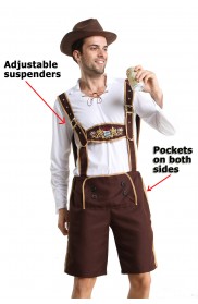 Mens Lederhosen embroidery Costume NO HAT overall LH-202