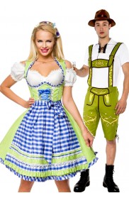 Green Couple Lederhosen Dirndl Maid Costume lh215+lh324