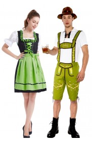 Green Couple Lederhosen Beer Maid Costume lh215g+ln1001g
