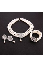 1920s Necklace Pearl Bracelet Earrings Set