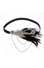 20s Black Feather Vintage Bridal Great Gatsby Flapper Headband