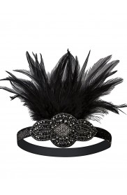 The Gatsby Black Feather Flapper Headpiece