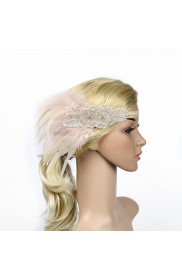 1920s Pink Feather Vintage Bridal Great Gatsby Flapper Headpiece