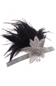 1920s Black Feather Vintage Great Gatsby Flapper Headpiece