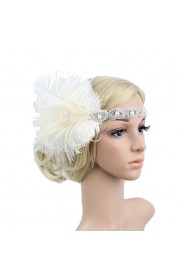 20s White Feather Bridal Great Gatsby Flapper Headpiece