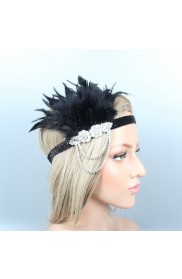 20s Black Feather Vintage Gatsby Flapper Headpiece