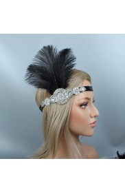 1920s Headband Black Feather Flapper Headpiece