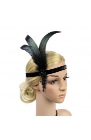 1920s Headband Feather Gangster Flapper Headpiece