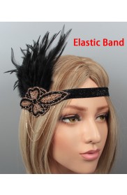1920s Headband Feather Vintage Great Gatsby Flapper Headpiece