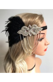 1920s Black Feather Great Gatsby Flapper Headpiece