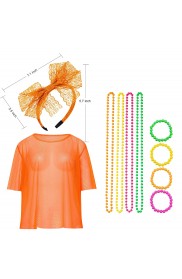 Orange Neon Fishnet Vest Top Set lx3013-4tt1017tt1050tt1048-10