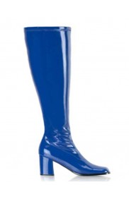 Ladies Go Go Blue Knee High Wide fit Boots Shoes Hippy 60 70 Disco