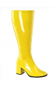 Ladies Go Go Yellow Knee High Wide fit Adult Women Boots Shoes Hippy 60 70 Disco