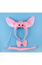 Pig Headband Bow Tail Set Kids Animal Zoo Headpiece