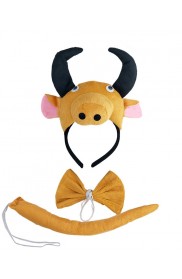Bull Headband Bow Tail Set Kids Animal Headpiece