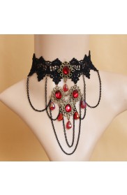 Women Vintage Victorian Gothic Lolita Lace Rose Necklace Collar Choker