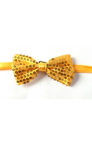 Gold Glitter Sequin Clip-on Bowtie Dance Party Bow Tie Costume Accessory