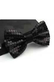 Black Glitter Sequin Clip-on Bowtie Dance Party Bow Tie Costume Accessory