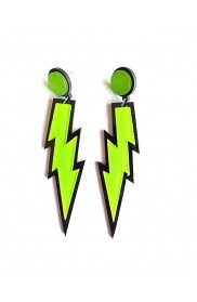 80s Green Glitter Lightning Earrings
