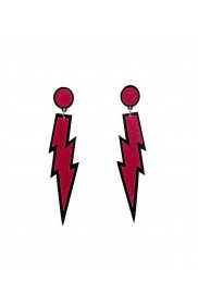 Red Glitter Lightning Plastic Rock Star 80s Earrings