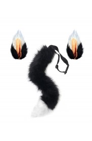 Fox Wolf Tails and Ears Black White Costume Accessory 