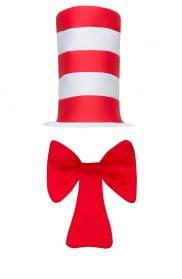 Adult Dr Seuss Stripe Cat in the Hat Bow Tie Gloves