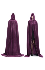 Purple Kids Hooded Velvet Cloak Cape Wizard Costume