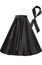 Black Satin 1950's Rock n Roll Style 50s skirt