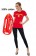 Ladies 80s Beach Lifeguard Uniform Red T-shirt Fancy Dress