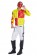 Yellow Red Jockey Horse Racing Rider Mens Uniform Fancy Dress Costume