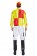 Yellow Red Jockey Horse Racing Rider Mens Uniform Fancy Dress Costume