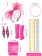 Ladies 80s Costume Hot Pink T-Shirt Rainbow Tutu Headband Earring Necklace Leg Warmers