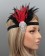 1920s Black Red Feather Vintage Bridal Great Gatsby Flapper Headpiece